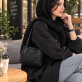 کیف زنانه دوشی مدل دو زیپ چرم مشکی