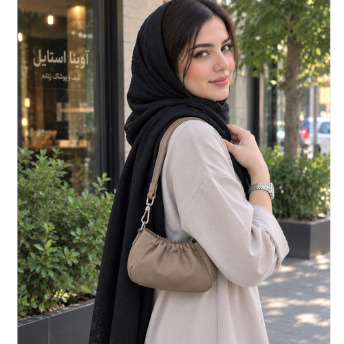 کیف زنانه دوشی مدل تک زیپ چرم بند دار
